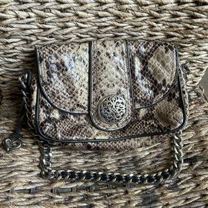 Elegant Snake Print Chain Bag Brighton